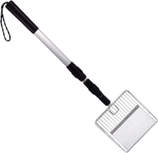 Scopa per pulizia - Manico retrattile - Pulizia recinti per animali - Lunghezza 106 cm - Argento