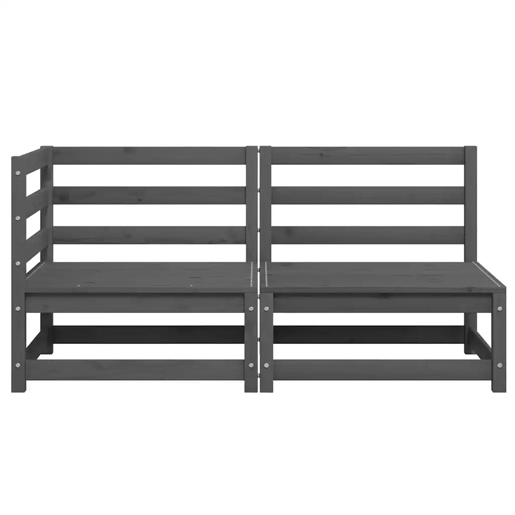 Salotto da Giardino-Set Divani da Giardino 2 pz Grigio in Legno Massello di Pino 963769