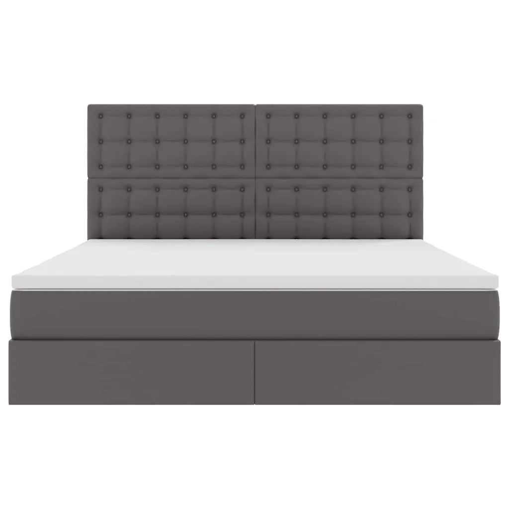 Letto con Contenitore Grigio 160 x 200 cm Pelle Sintetica