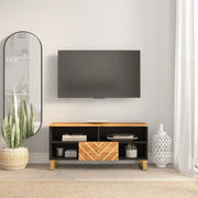 Mobile Porta TV-Mobile per TV-Credenza TV Marrone e Nero 100x33,5x46 cm in Legno di Mango 179563