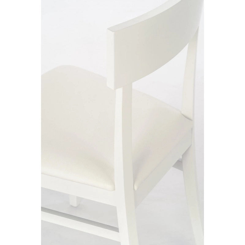 4x Sedia in legno laccato bianco con seduta in similpelle 445xh. 82 cm