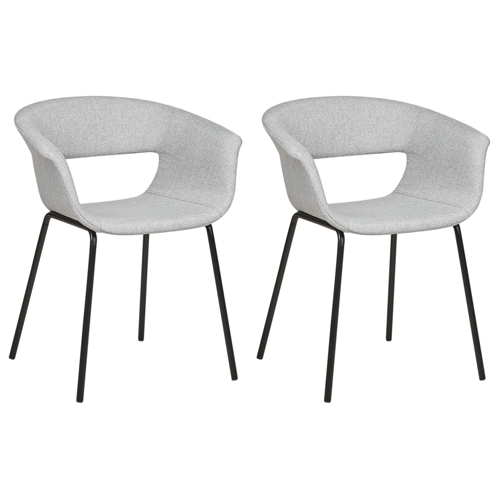 Set di 2 sedie da pranzo Sedute in poliestere grigio Gambe in metallo per sala da pranzo cucina