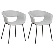 Set di 2 sedie da pranzo Sedute in poliestere grigio Gambe in metallo per sala da pranzo cucina