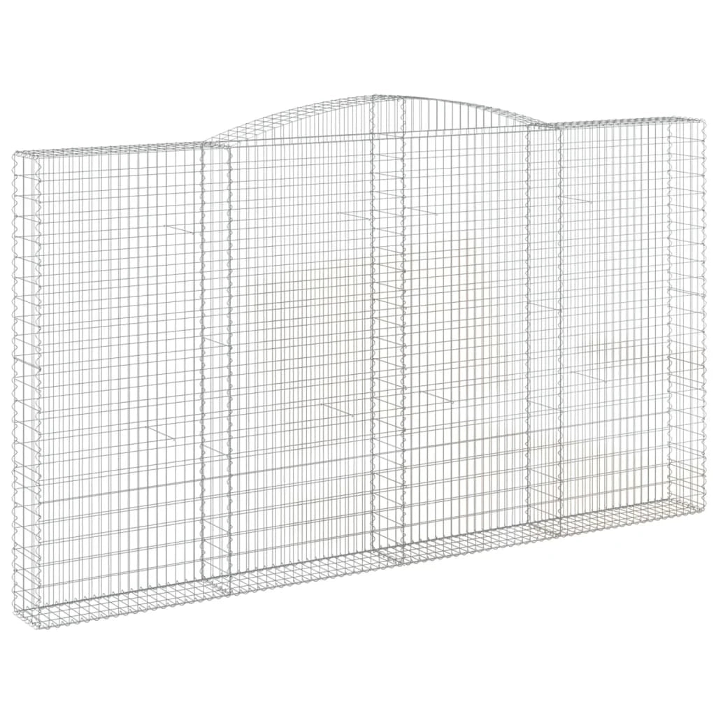 Cestini gabbioni recinzione a gabbia muro di contenimento ad arco 6 pezzi 400 x 30 x 220/240 cm ferro zincato argento 02_0041040