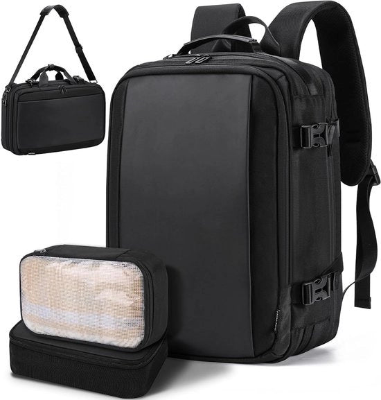 Borsa da Viaggio - Borsa da Hand Luggage - Viaggi e Viaggi - Progettata per Espandere - Capacità 38L - Nero