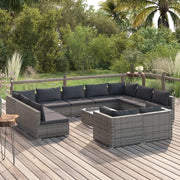 Set Divani da Giardino 12 pz con Cuscini in Polyrattan Grigio cod mxl 40443