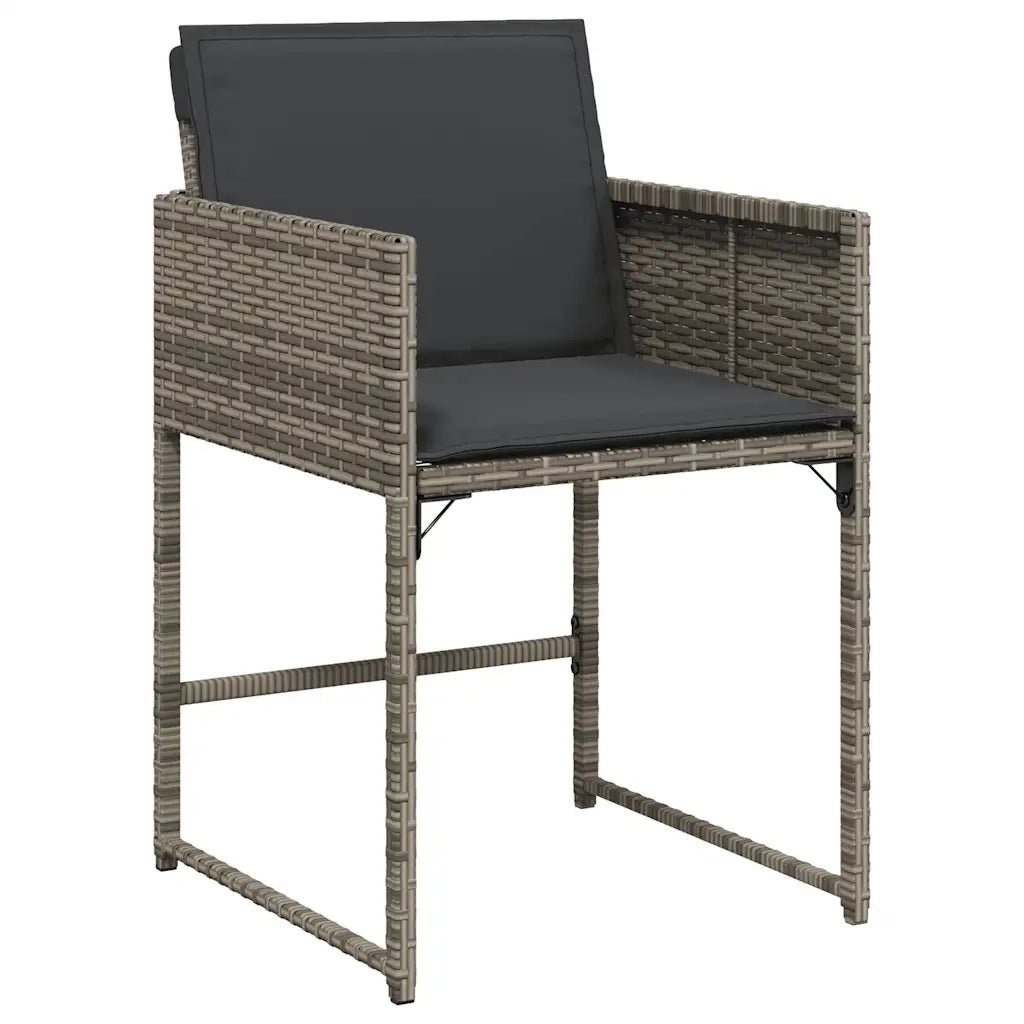 Sedie da Giardino con Cuscini 4pz Grigio in Polyrattan 365002