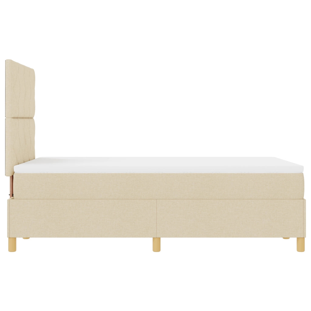 Letto Box Spring con Materasso & LED Panna 120x200 cm Tessuto