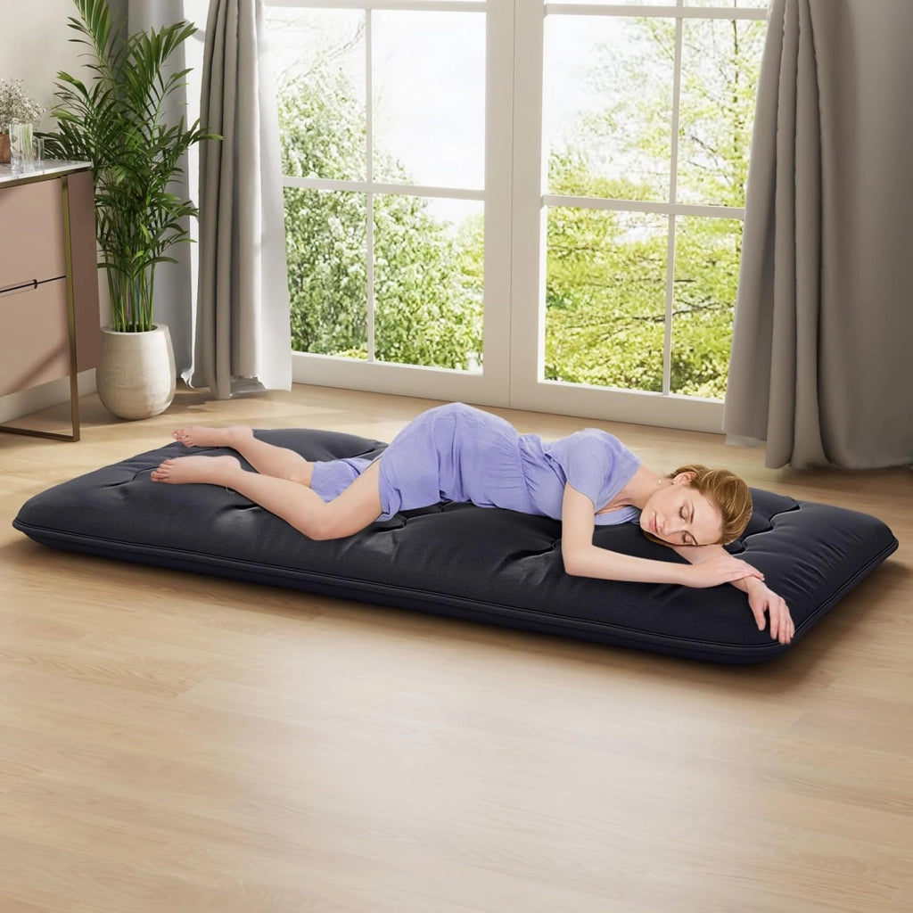 Materasso da pavimento 90 x 200 cm, Futon Giapponese, Tatami, pieghevole e portatile, con borsa per il trasporto e rivestimento rimovibile, per camera degli ospiti, camera da letto