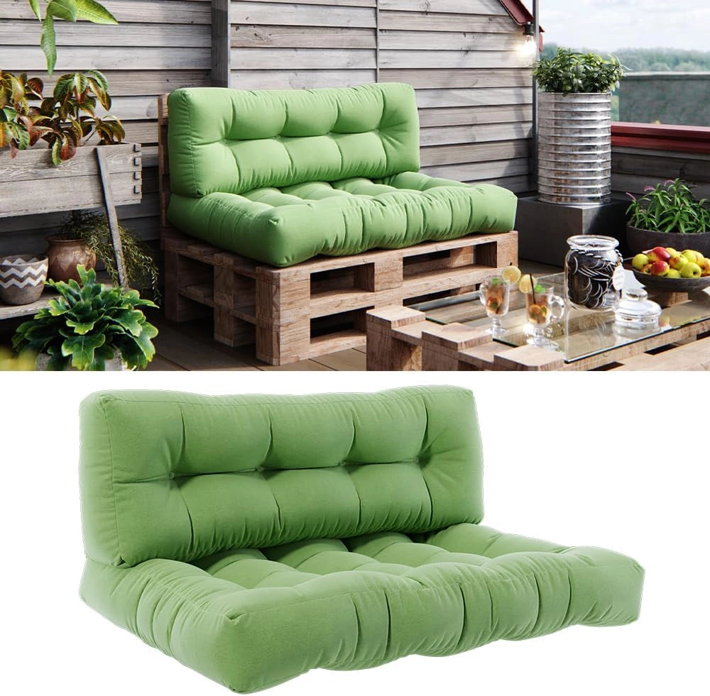 Set di cuscini per pallet "Flocken", Verde, 120 x 80 cm 2 parti, per l’imbottitura di sedute e schienali su pallet europallet