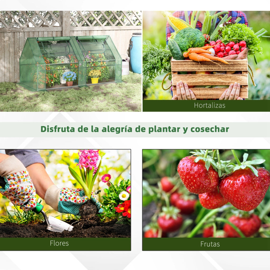Serra da Giardino ¨C Xylo ¨C Doppia Copertura Finestre Acciaio Verde 180x90x90 cm