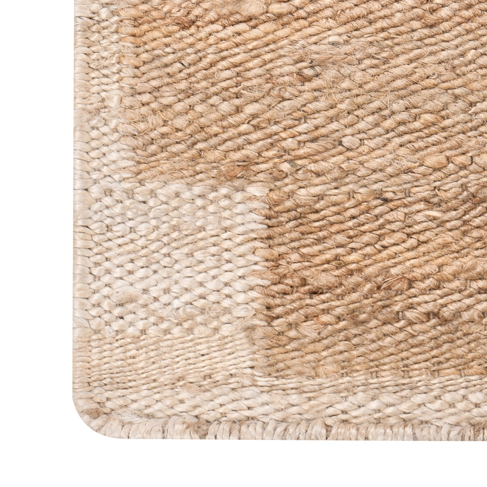 Tappeto beige chiaro in juta 160 x 230 cm con motivo rettangolare intrecciato in stile rustico per soggiorno e camera da letto