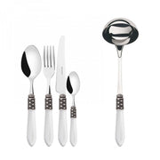 OPTICAL Ghiera Argento Anticato, Posate Set 49 Pz, Scatola Wenge,