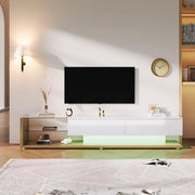 Mobile TV con LED ¨C Xylo ¨C Bianco Lucido e Legno con Ante in Vetro