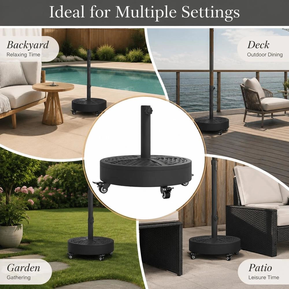 Parasol Base With Wheels For 38/48 Mm Pole, 27 Kg, Round