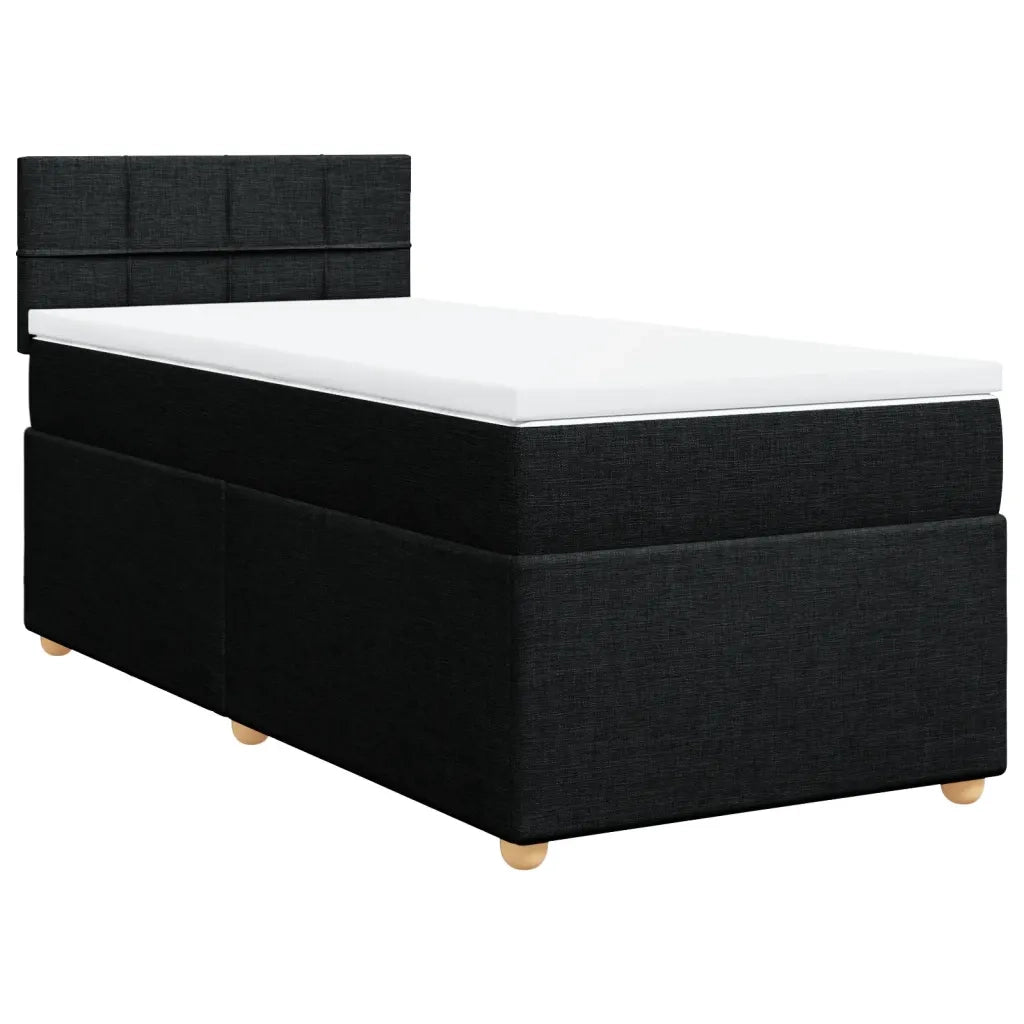Letto singolo | Letto per adulti | Giroletto a Molle con Materasso Nero 80x200 cm inTessuto