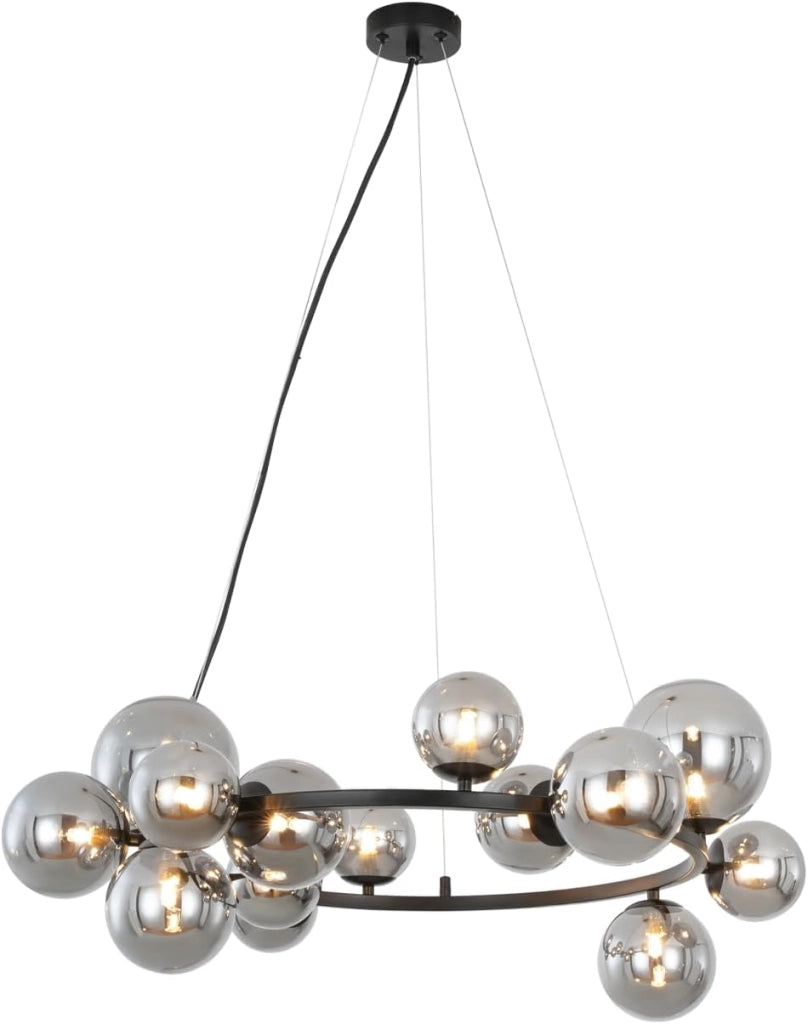 Lampada a sospensione ZMH moderna per sala da pranzo 14 fiamme lampadario G9 con sfera in vetro