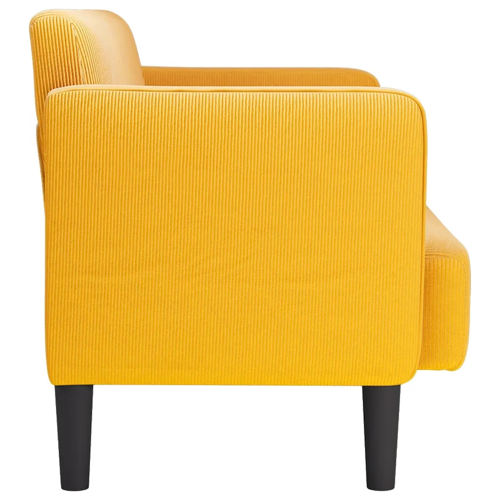 Divano Divanetto Giallo Chiaro 109cm Tessuto di Velluto a Coste 4100528