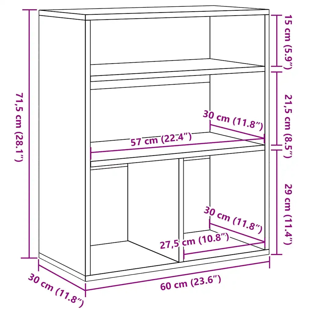 Libreria Legno Antico 60x30x71,5 cm in Legno Multistrato
