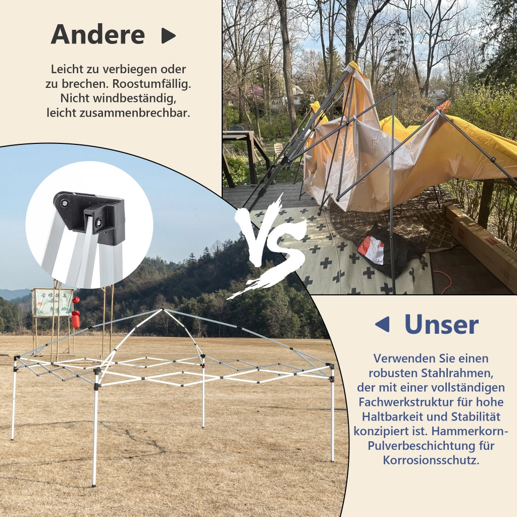 Gazebo 3x3m Pop-up Gazebo pieghevole regolabile in altezza Gazebo da giardino con 4 sacchi di sabbia e borsa da trasporto (blu)