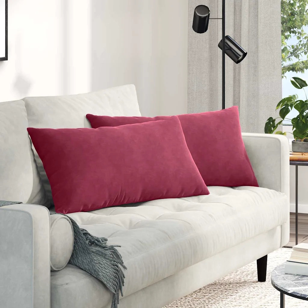 Cuscini da Divano 2 pz | Cuscini per sedie Rosso Vino 80 x 40 cm Tessuto in Cords