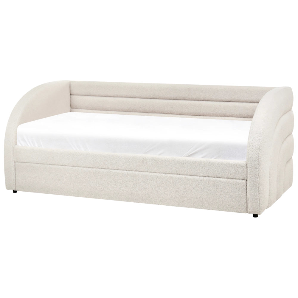 Letto a scomparsa 90 x 200 cm rivestito in bouclé bianco rete a doghe letto da giorno camera dei bambini camera degli ospiti