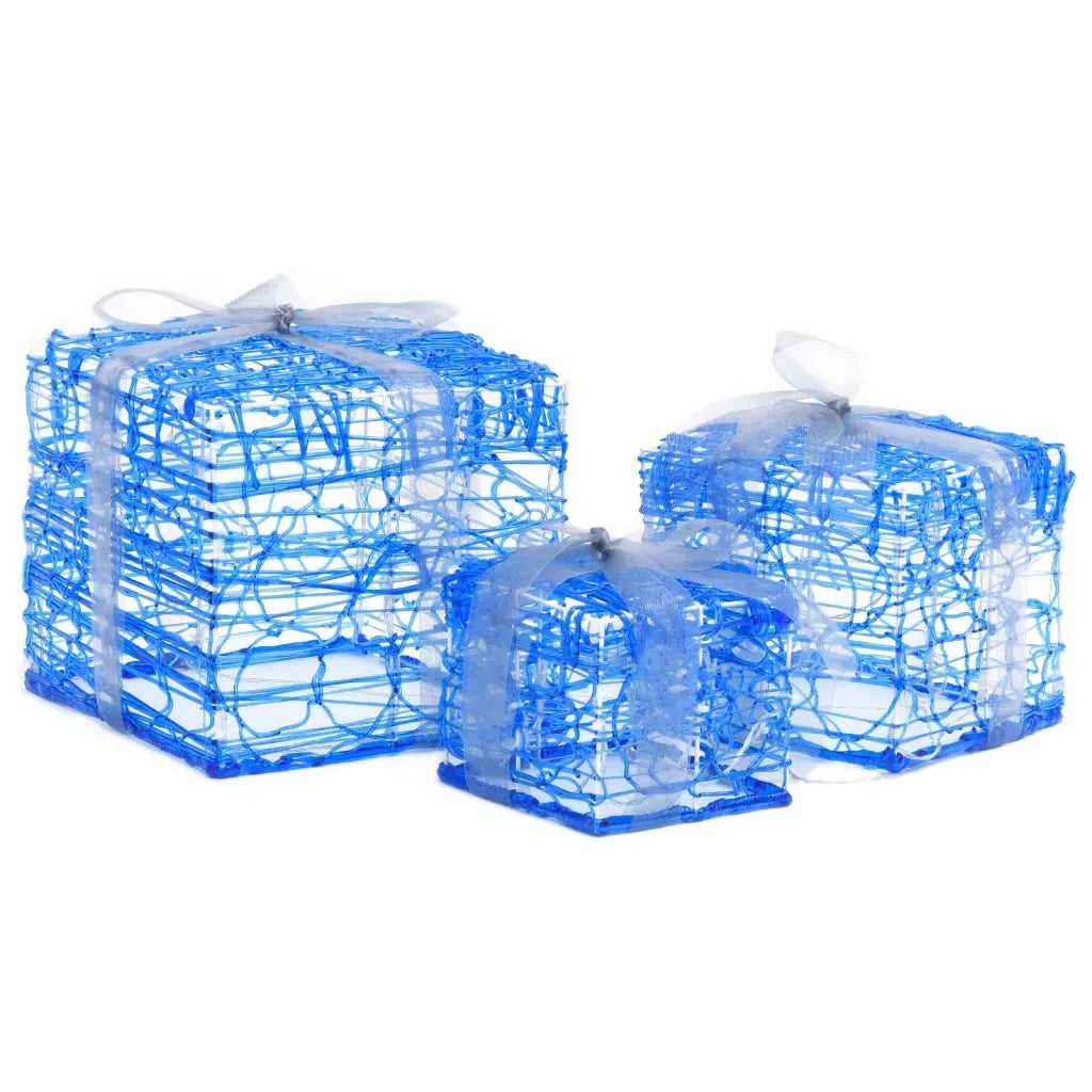 Scatole Regalo Decorative Natale in Acrilico 3 pz Bianco Freddo 328791
