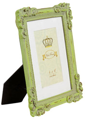 Biscottini Portafoto da appoggio verticale/orizzontale in resina finitura verde anticata L20xPR2,5xH25 cm