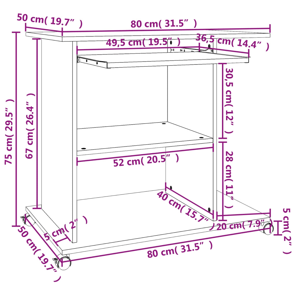 Scrivania-Scrivanie per ufficio e studio-Scrittoio ad Angolo Bianca 80x50x75 cm in Legno Multistrato