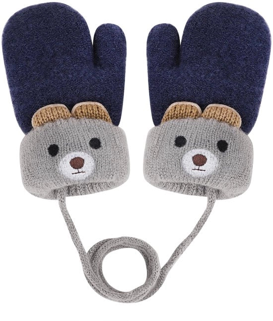 Grembiuli caldi per bambini da 0 a 3 anni con imbottitura in fleece e copertina in lana - design orso - manopole resistenti e durature con cordoncino di fissaggio