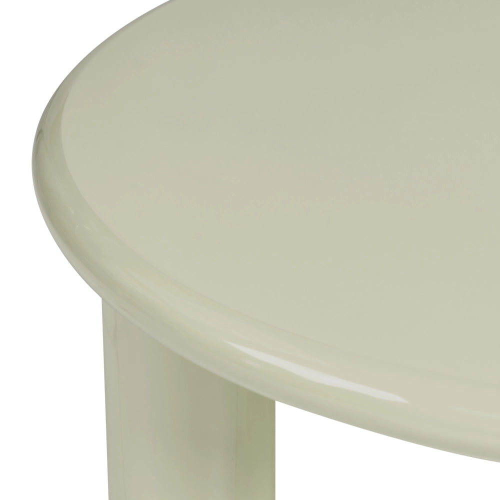 Tavolino da caffè verde oliva in MDF con finitura lucida piano rotondo liscio diametro 80 cm design scandinavo moderno per soggiorno
