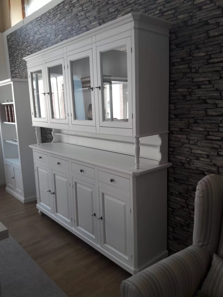 Cristalliera arte povera 4 porte legno shabby bianco 196x43x205h (736) - Mobili 2G