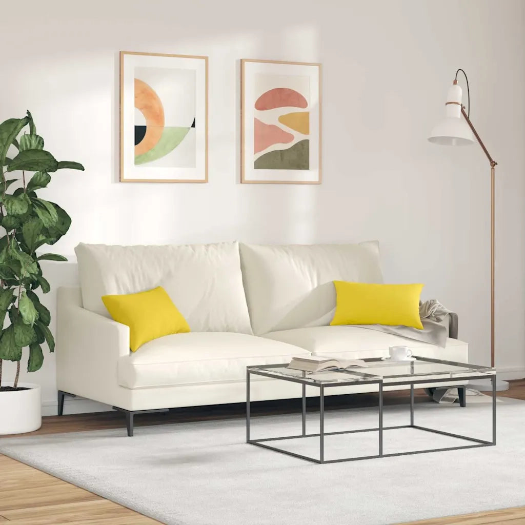 Cuscini da Divano 2 pz | Cuscini per sedie Giallo Chiaro 50 x 30 cm Tessuto