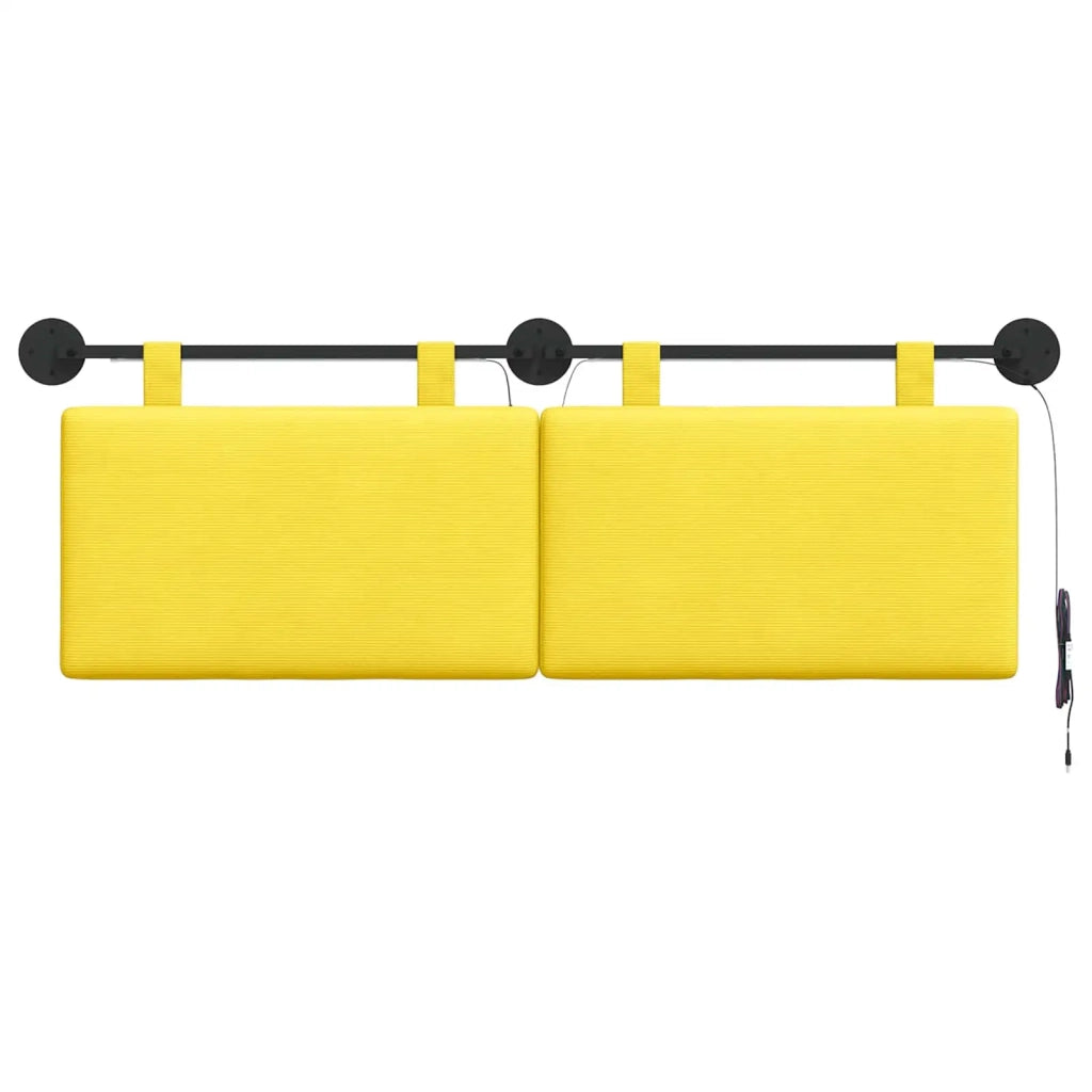 Testiera sospesa Con luce LED Giallo Chiaro Tessuto in Cords