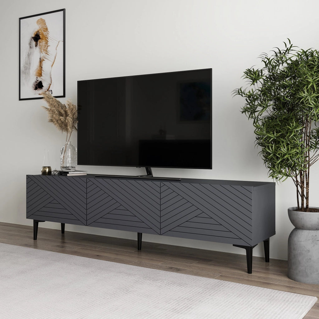 Mobile TV in legno "Felix" 160 x 31,4 x 44,1 cm - Antracite