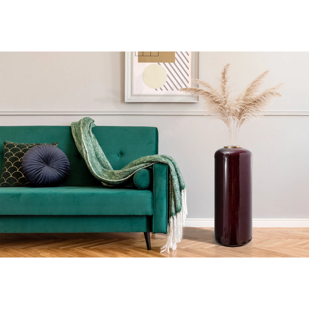 Vaso da terra Art Deco in metallo bordeaux e oro