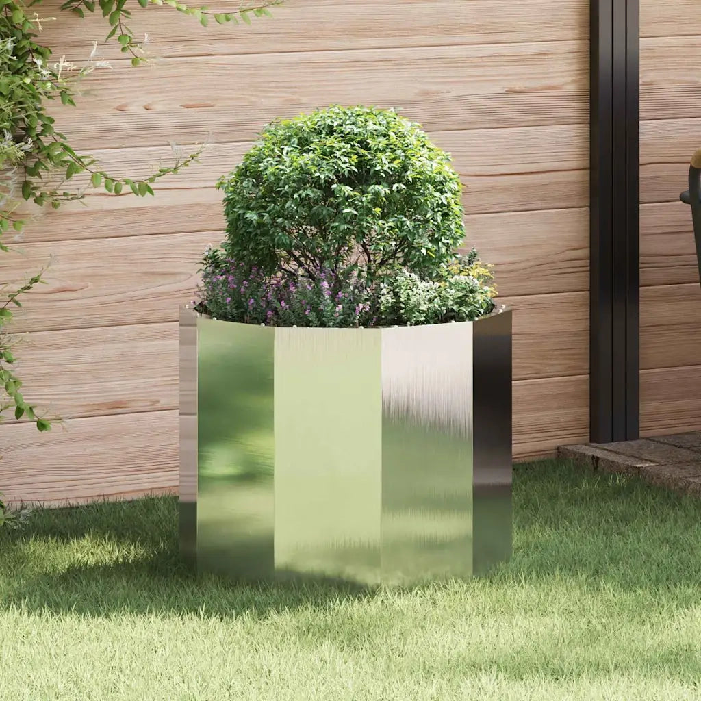 Fioriera-Vaso-Contenitore per Piante Argento 60 x 60 x 50 cm Acciaio inossidabile