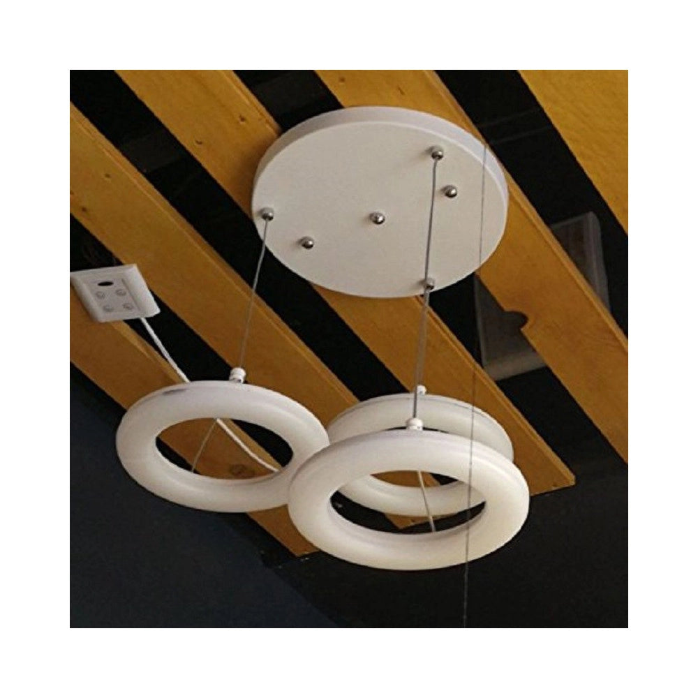 Trade Shop - Lampadario Lampada 3 Anelli Luce Led Soffitto Sospensione Pendente Poliuretano -