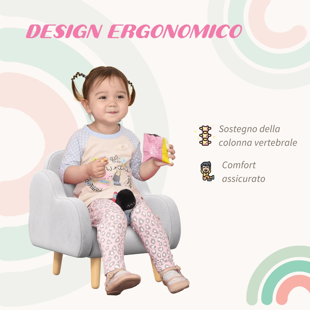 Poltrona per Bambini ¨C Minimal ¨C Grigio, Tessuto, 46x51x55cm
