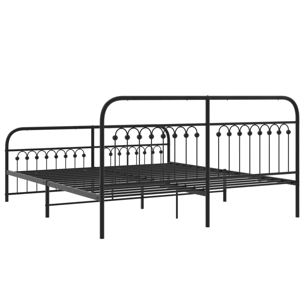 Letto matrimoniale | Letto per adulti | Giroletto con Testiera e Pediera Metallo Nero 183x213 cm