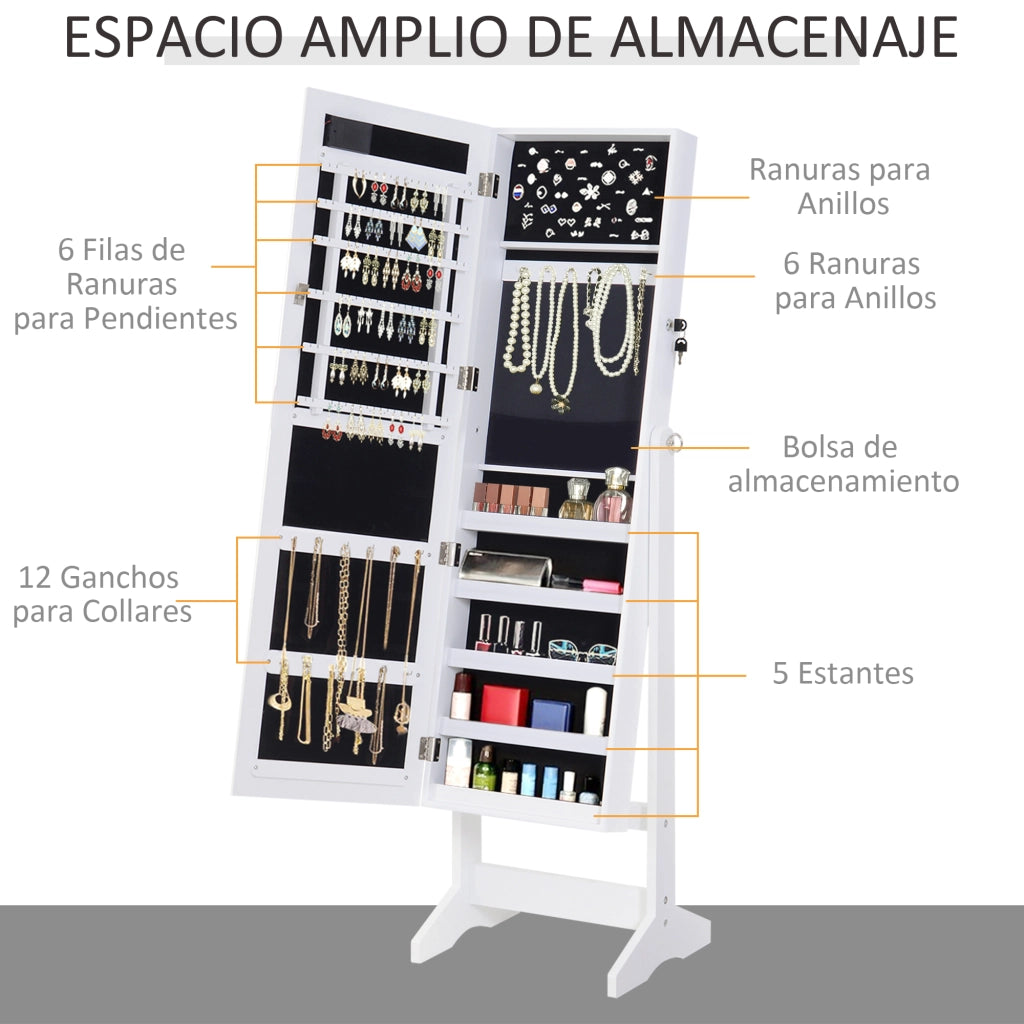 Armadio Guardaroba Specchio con Luci LED ¨C Minimal ¨C Bianco 40x37x146 cm