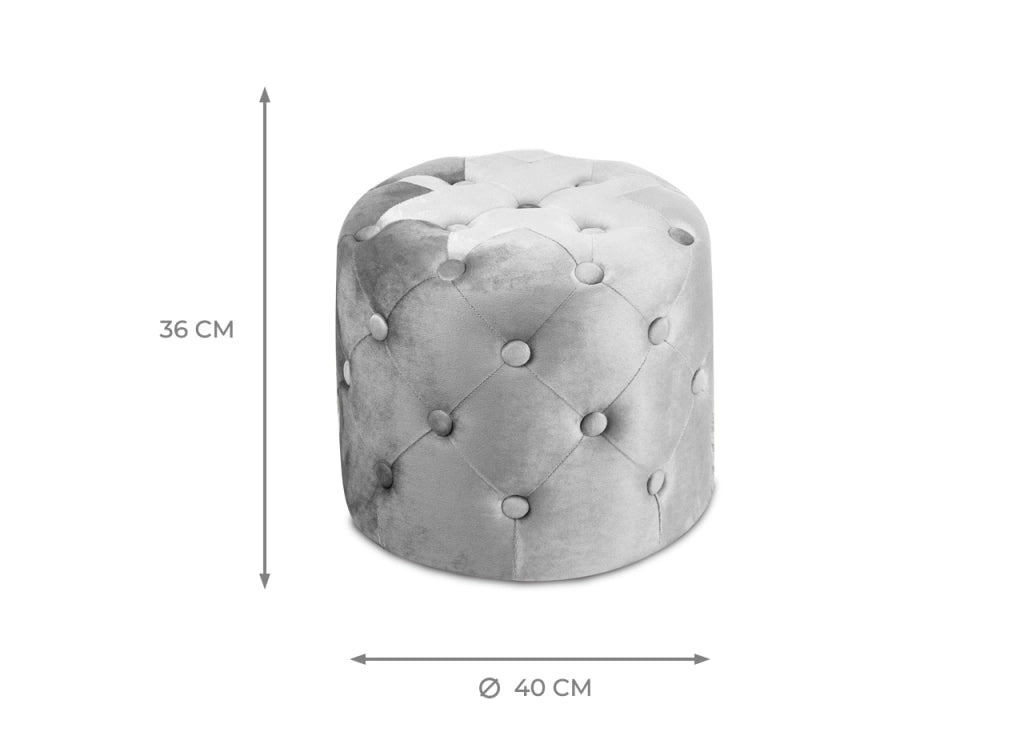 Pouf Salotto/Camera Con Bottoni Imbottito Modello Velvet Parigi In Tinta Unita - Pouf - Grigio