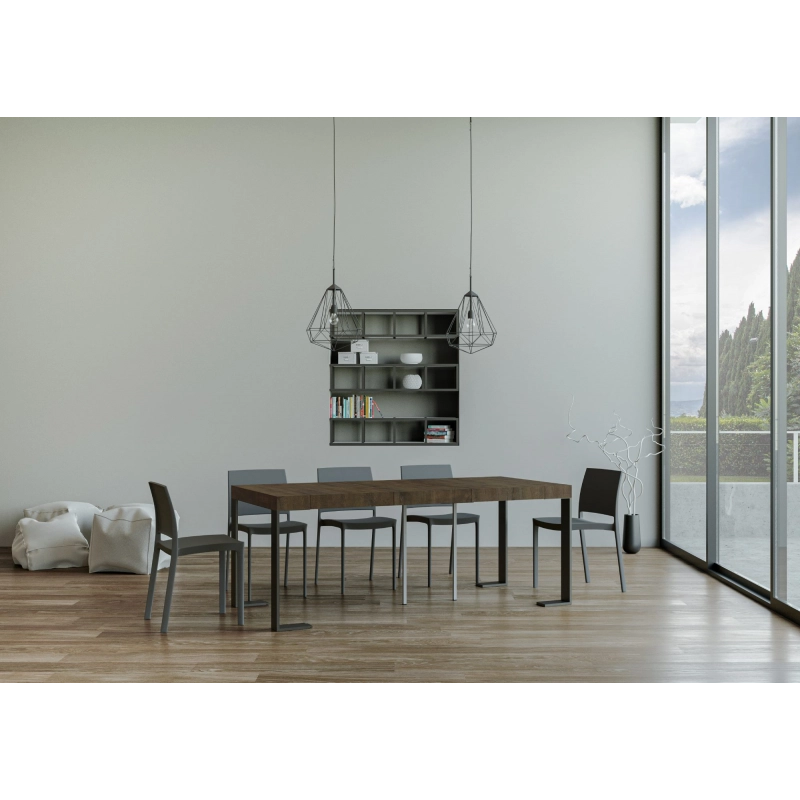 Consolle allungabile 90x40/196 cm Tecno Small Premium telaio Antracite - Noce