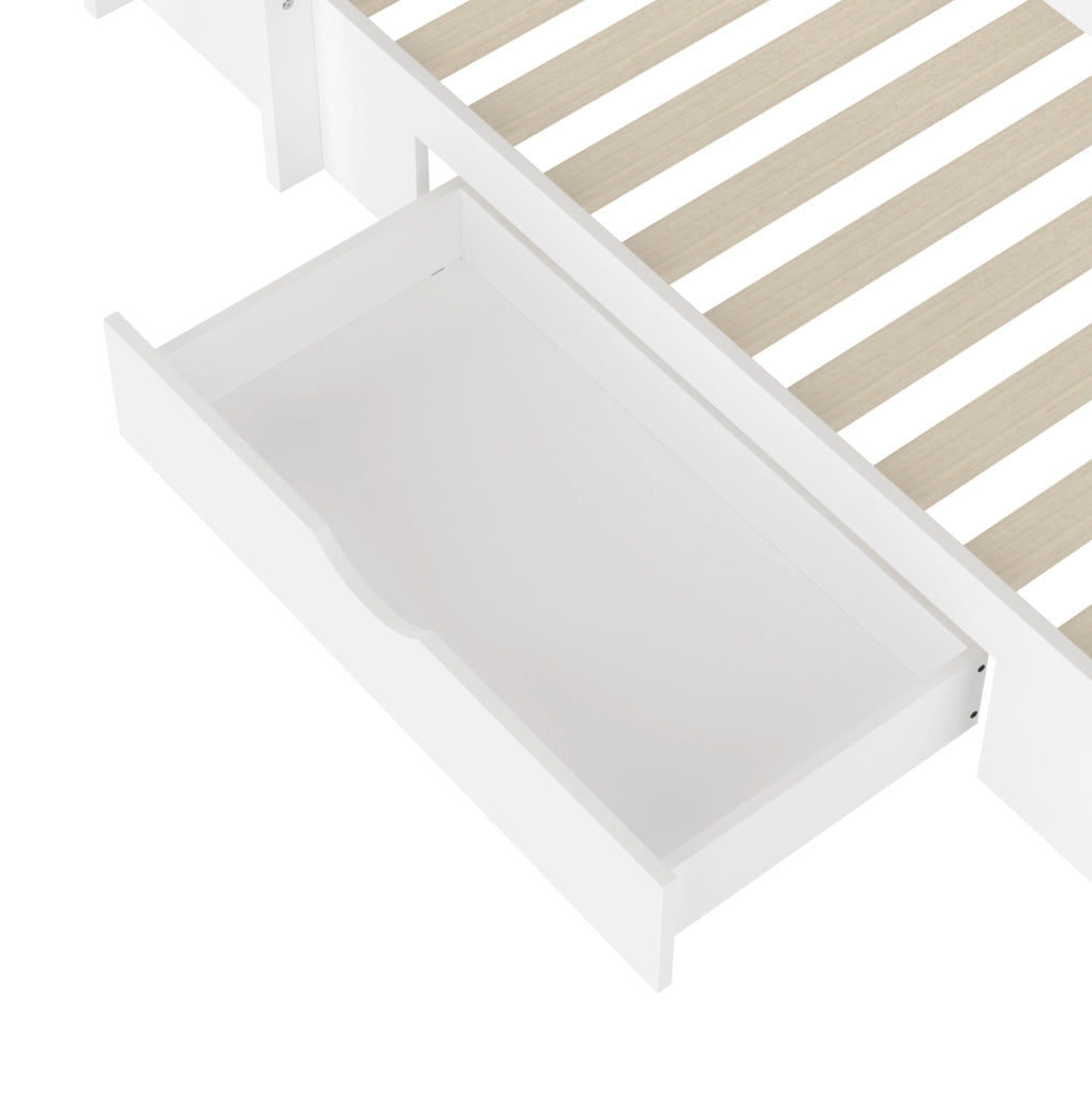 Letto a castello 90x200 cm con cassetto e vani contenitivi bianco
