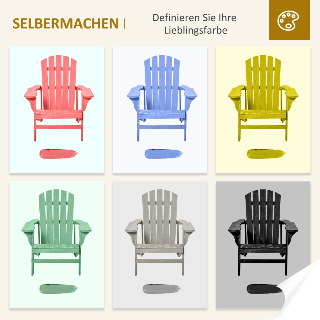 Sedia Adirondack in legno impermeabile; schienale alto e braccioli; comoda sedia da giardino