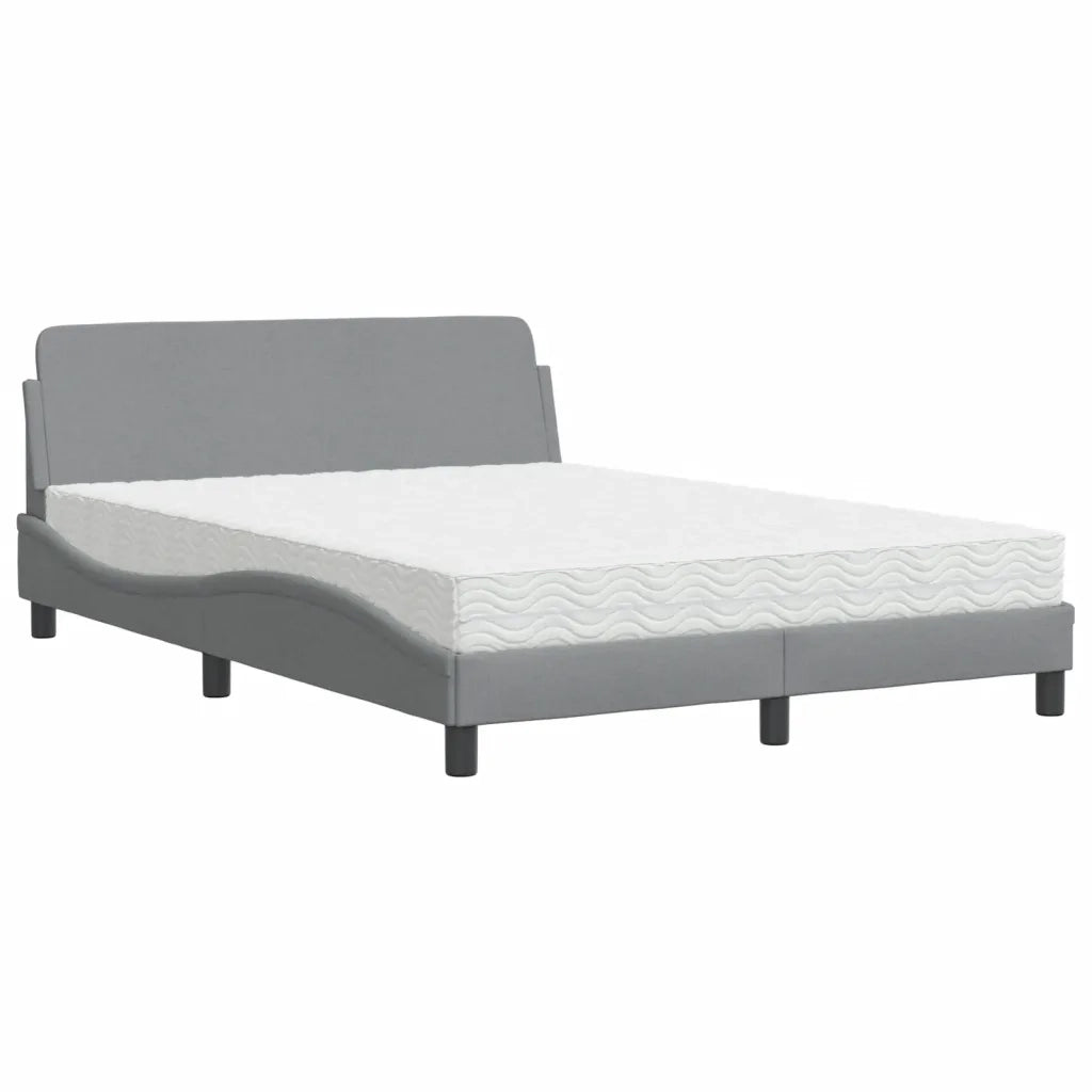Letto con Materasso-Struttura Letto con Materasso Dover Grigio Chiaro 140x190cm Tessuto