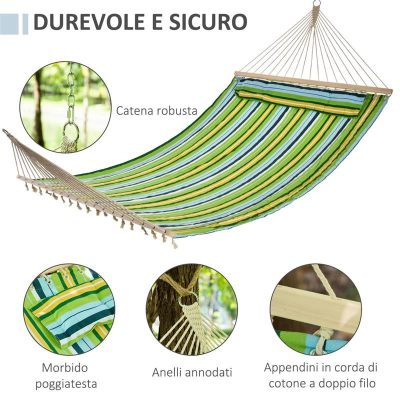 AMACA DA GIARDINO CON CUSCINO REMOVIBILE PORTATA MASSIMA 150KG 400 X 140CM