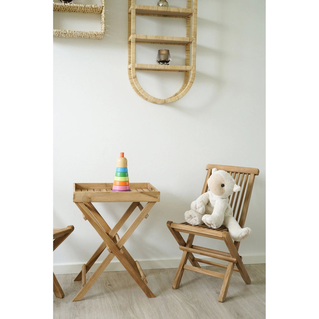 Set 2 sedie da pranzo per bambini Toledo in teak naturale