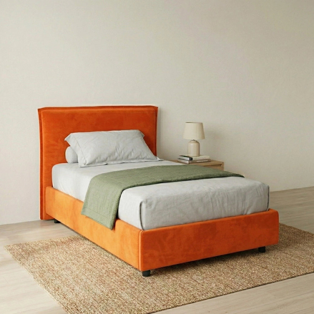 Brozolo, Letto Singolo Materasso Incluso Made in Italy, Arancione