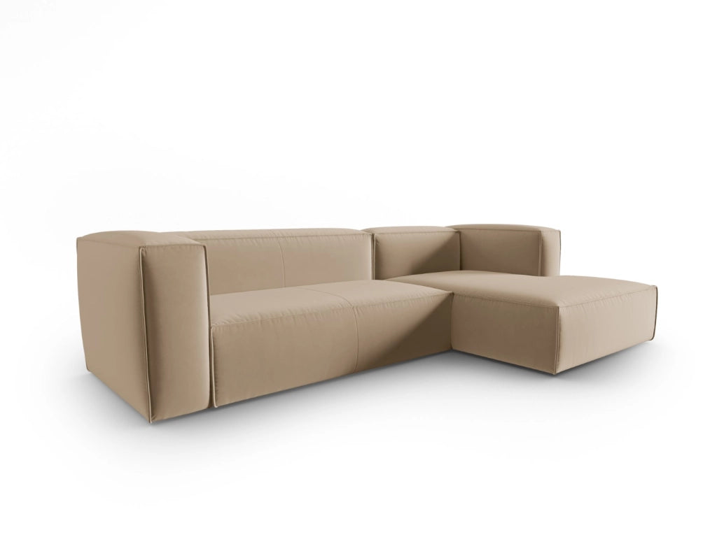 Cosmopolitan Design - Divano angolare destro "Mackay" 4 posti in velluto sabbia 